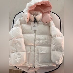 Moncler Women's White and Pink Puffer Jacket